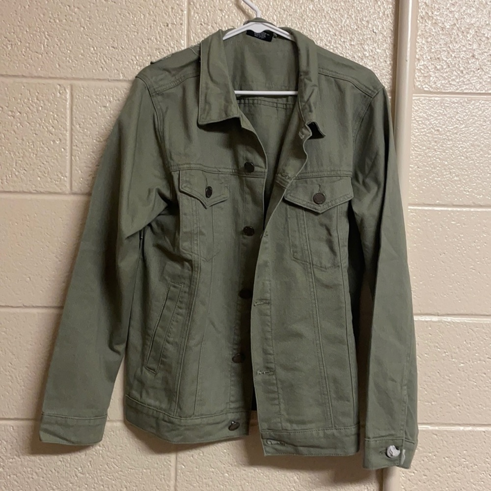 Olive green world tour denim jacket